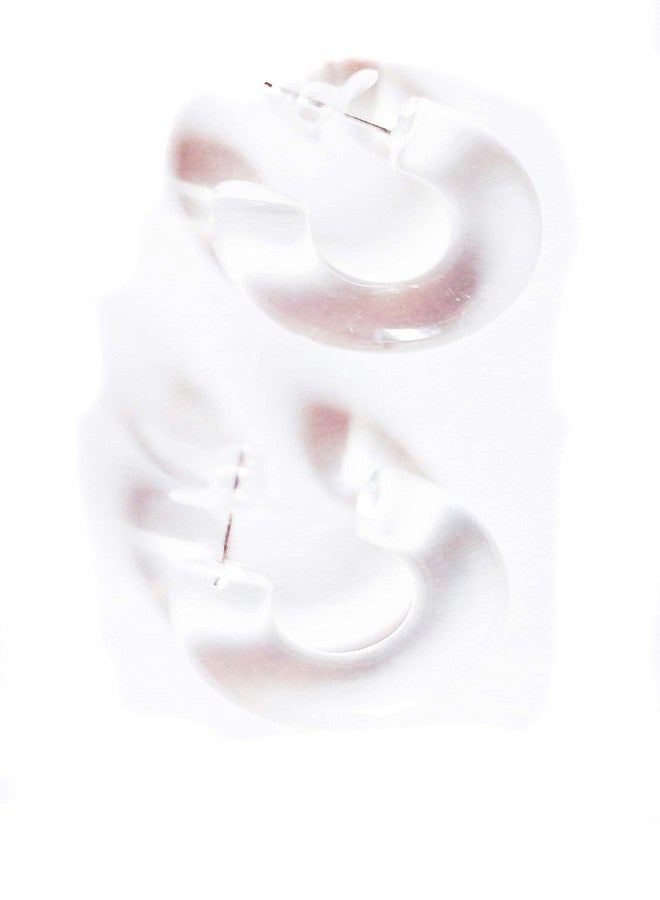 Divas Diggables Lucite Earrings Clear Thick Hoop Earrings 1 inch Hoops Vintage Hoops - Image 2