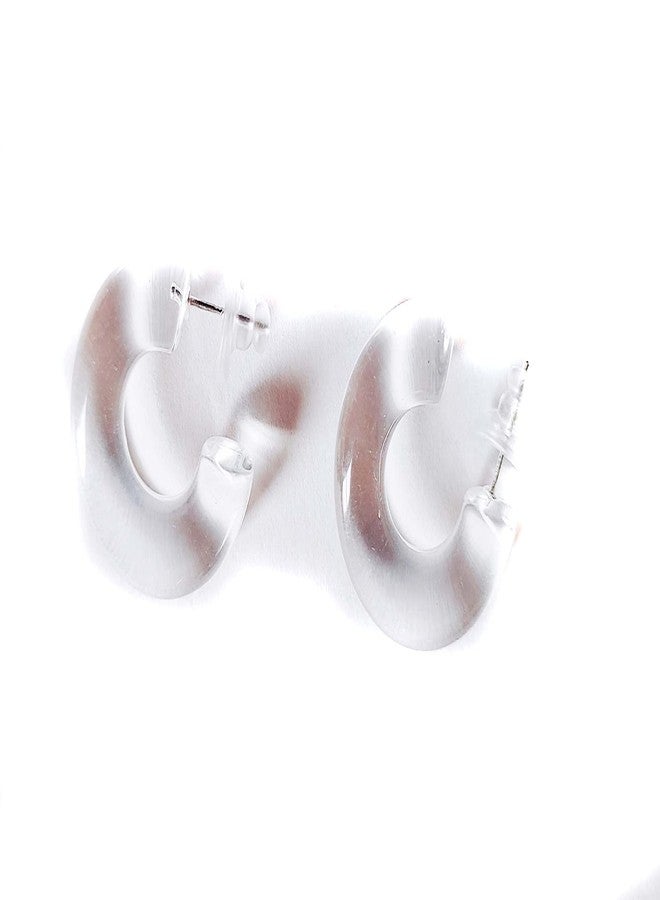 Divas Diggables Lucite Earrings Clear Thick Hoop Earrings 1 inch Hoops Vintage Hoops - Image 5
