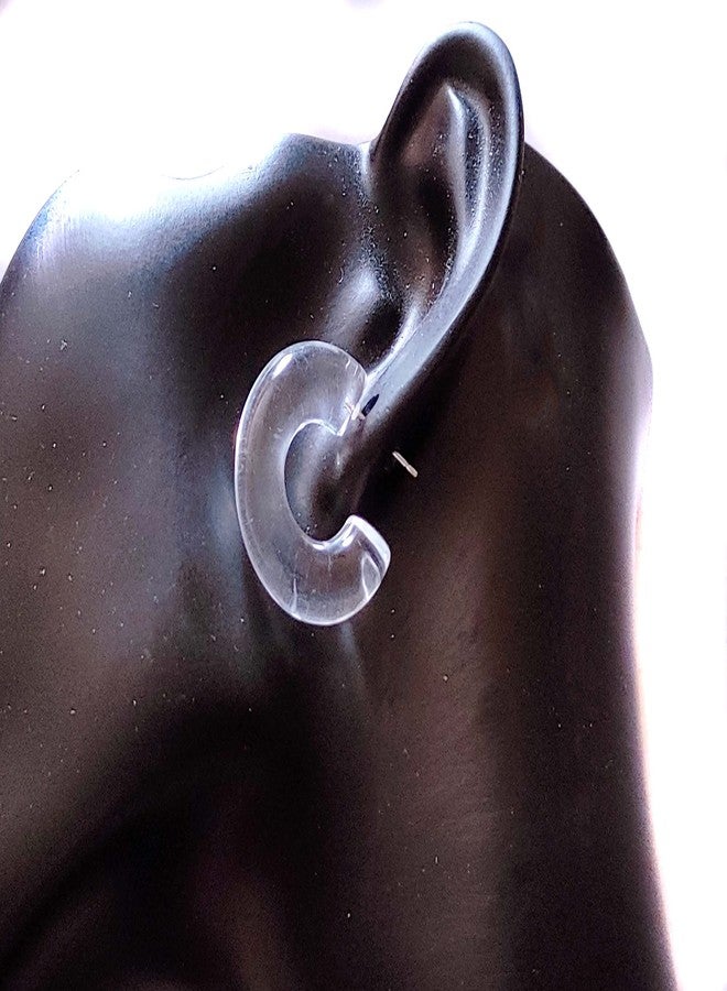 Divas Diggables Lucite Earrings Clear Thick Hoop Earrings 1 inch Hoops Vintage Hoops - Image 4