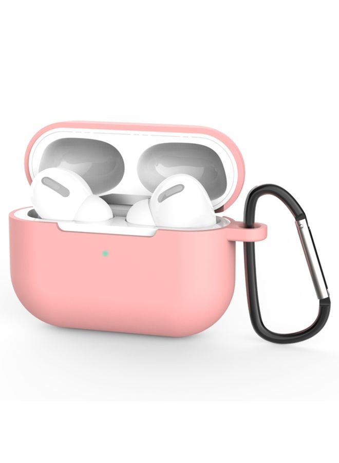 Raxoom Case Cover For AirPods Pro Silicone Wireless Earphone Protective Case Cover with Lanyard Hole & Carabiner Pink 