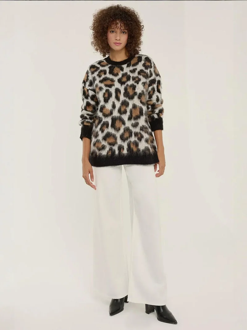 HICCUP Leopard Print Knitted Sweater
