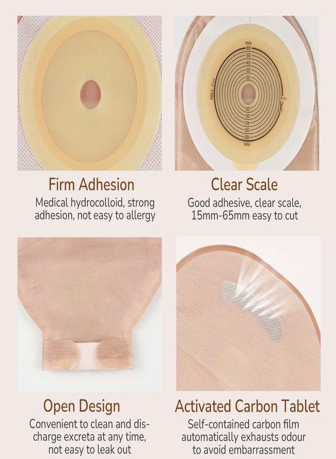 Heagimed 60 PCS Colostomy Bags, Ostomy Supplies, 15 mm-65 mm Ostomy Drainable Pouch for Ileostomy Stoma Care, Ostomy Bags with Hook and Loop, Cut to Fit - Image 2