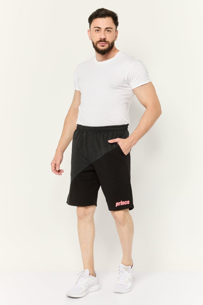 Prince Men Drawstring Two Tone Basic Shorts, Black - Image 2