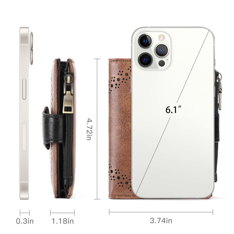 SENDEFN Small Wallets for Women Bifold RFID Blocking Leather Card Holder Compact Wallet with Zipper Coin Pocket - Image 4
