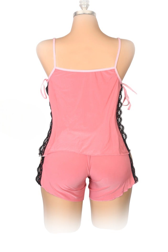 MANIKAN MANIKAN women's pajama set with soft lycra material  a two pieces with lace edges and two side slits  - Image 4