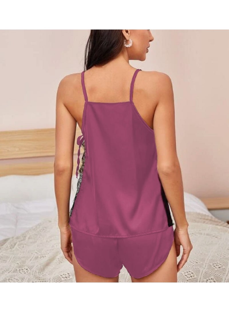 مانيكان طقم نسائي من خامة الليكرا الناعمة مكون من قطعتين بأطراف من الدانتيل وفتحتين جانبيتين - Image 2