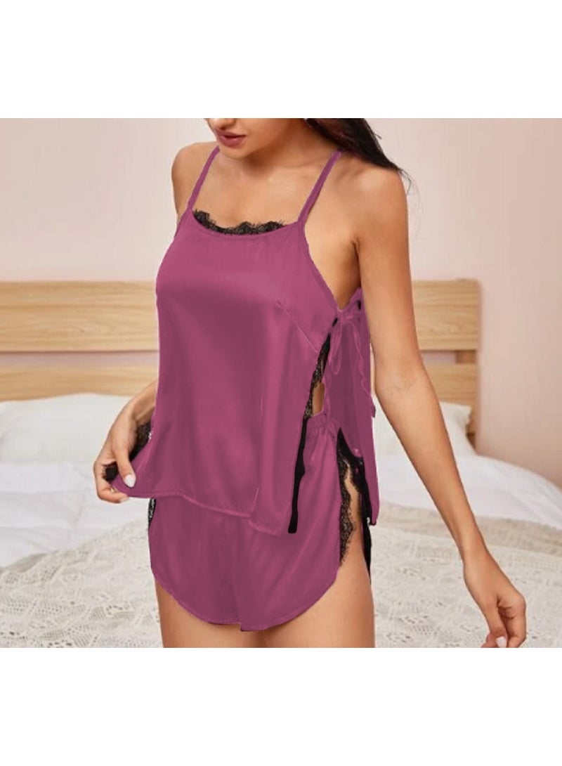 مانيكان طقم نسائي من خامة الليكرا الناعمة مكون من قطعتين بأطراف من الدانتيل وفتحتين جانبيتين - Image 4