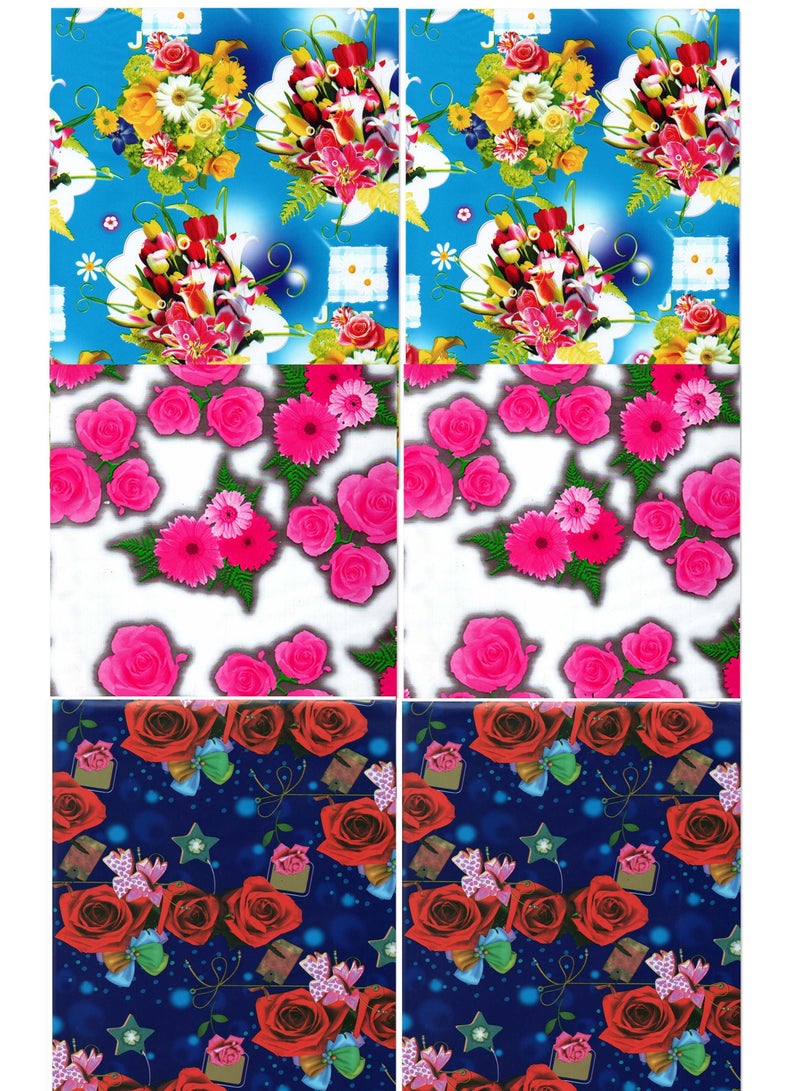 6 Piece Valentine Theme Plastic Holographic Metallic Colour Wrapping Sheets 70x140cm - Image 1