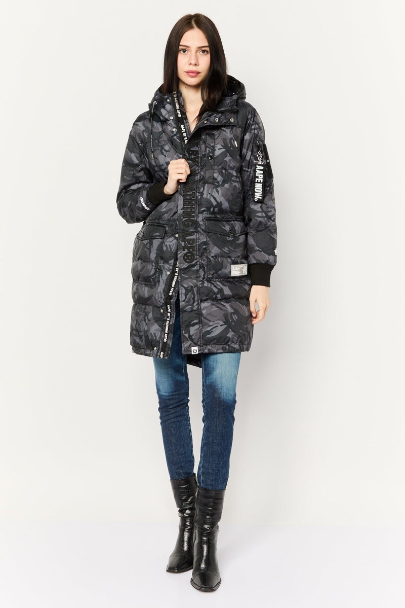 Aape By A Bathing Ape Women Hooded Brand Logo Jacket, Multicolor - Image 2