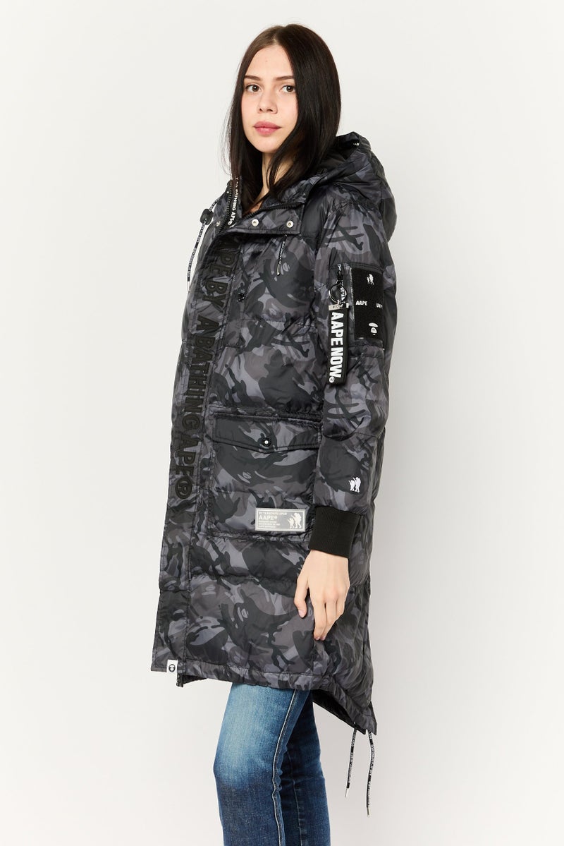 Aape By A Bathing Ape Women Hooded Brand Logo Jacket, Multicolor - Image 3