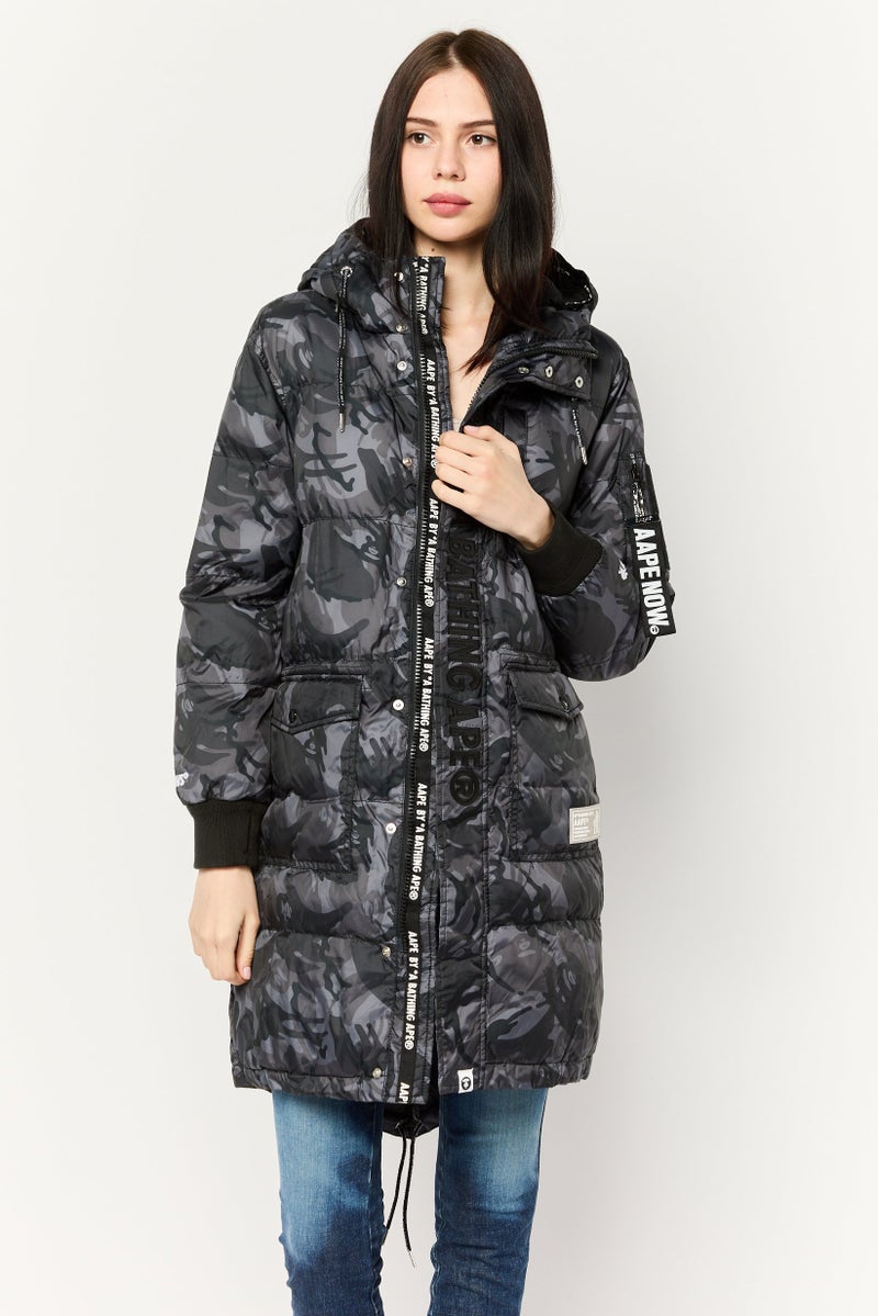 Aape By A Bathing Ape Women Hooded Brand Logo Jacket, Multicolor - Image 1