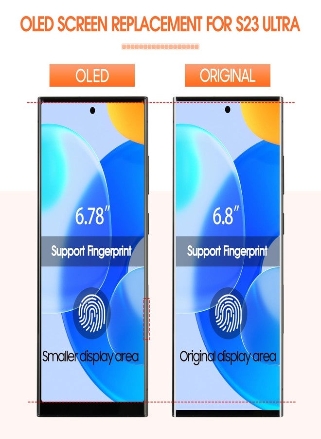 AGCUT OLED Ultra Screen Replacement for Samsung Galaxy S23 Samsung S23 Ultra LCD S918B S918U LCD Digitizer Frame with Touch Mount (Support Fingerprint, US Version) - Image 2