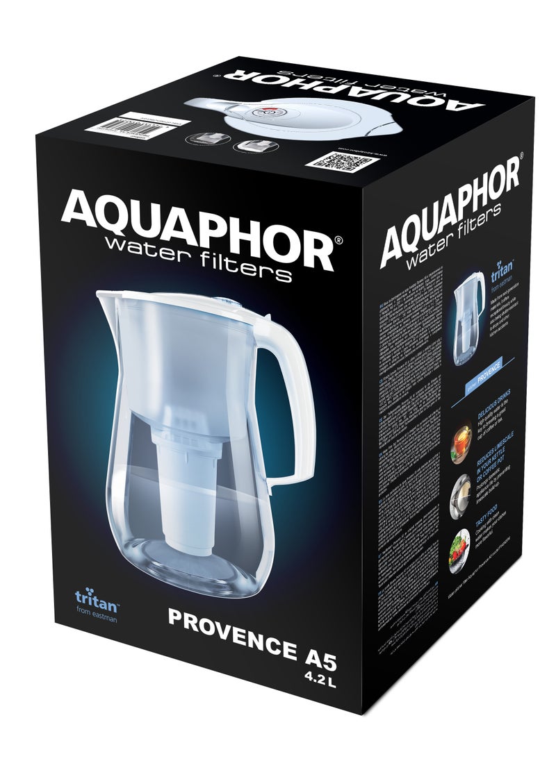 أكوافور إبريق فلتر مياه AQUAPHOR بروفانس A5 Mg (أبيض  - Image 4