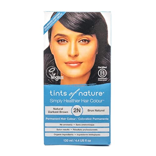 tints of nature تنتس أوف ناتشر 2N صبغة شعر دائمة بني غامق طبيعي تغذي الشعر وتغطي الشيب خالية من الأمونيا 44 أونصة سائلة - Image 1