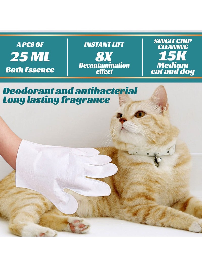 KASTWAVE Pet Rinse Free Grooming Gloves, 10Pcs Pet Wipes for Dogs & Cats Wash Free Gloves, Cleansing Grooming Puppy Wipes with Plant Extract No Rinse Thick Extra - Image 5