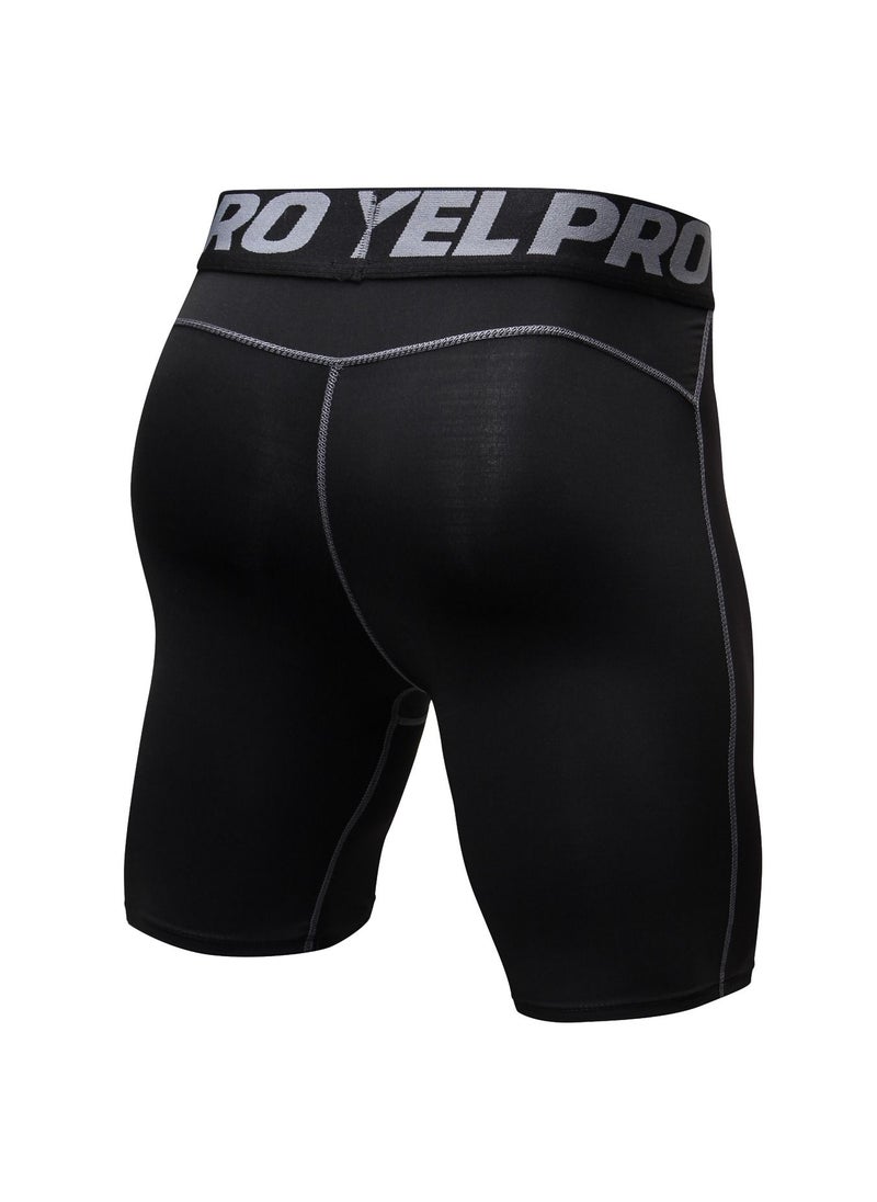 Loquat Men Quick Dry Breathable Elastic Shorts Black/Grey  - Image 2