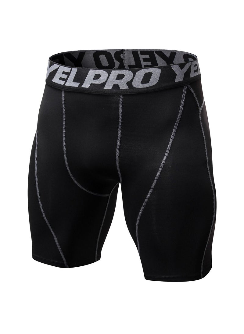 Loquat Men Quick Dry Breathable Elastic Shorts Black/Grey  - Image 1