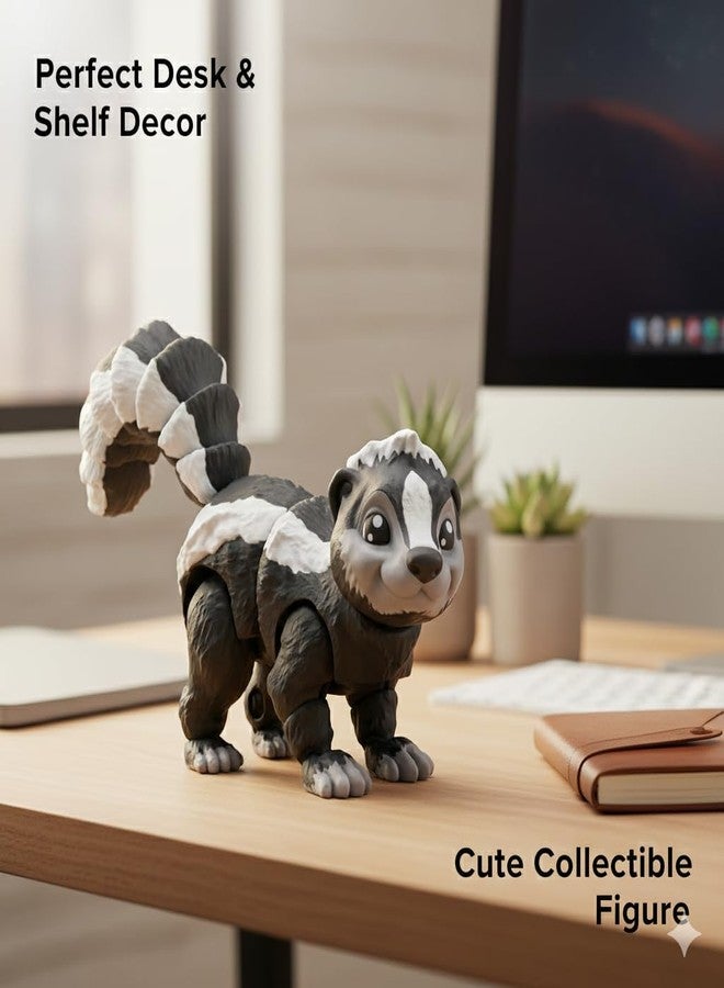 PST Action Figures Flexible Skunk Toy for Kids | Articulated Animal Figure Toy for Creative Play, Desk Decor & Collectors | Posable Mini Figure with Smooth Movement - Image 4