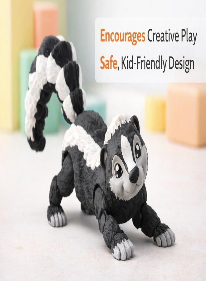 PST Action Figures Flexible Skunk Toy for Kids | Articulated Animal Figure Toy for Creative Play, Desk Decor & Collectors | Posable Mini Figure with Smooth Movement - Image 3