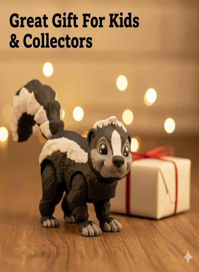 PST Action Figures Flexible Skunk Toy for Kids | Articulated Animal Figure Toy for Creative Play, Desk Decor & Collectors | Posable Mini Figure with Smooth Movement - Image 5