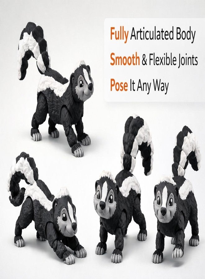 PST Action Figures Flexible Skunk Toy for Kids | Articulated Animal Figure Toy for Creative Play, Desk Decor & Collectors | Posable Mini Figure with Smooth Movement - Image 2