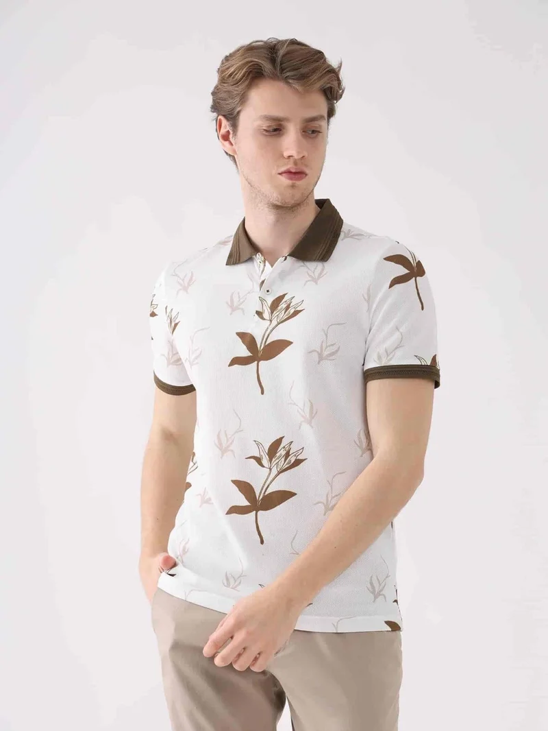 Dufy Brown Men's Slim Fit Polo Neck Tshirt