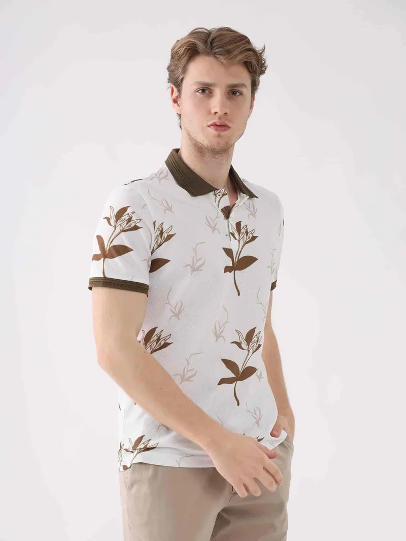 Dufy Brown Men's Slim Fit Polo Neck Tshirt