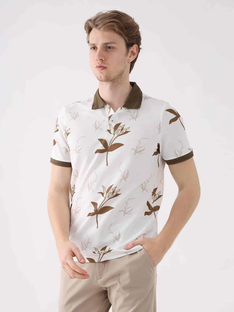 Dufy Brown Men's Slim Fit Polo Neck Tshirt