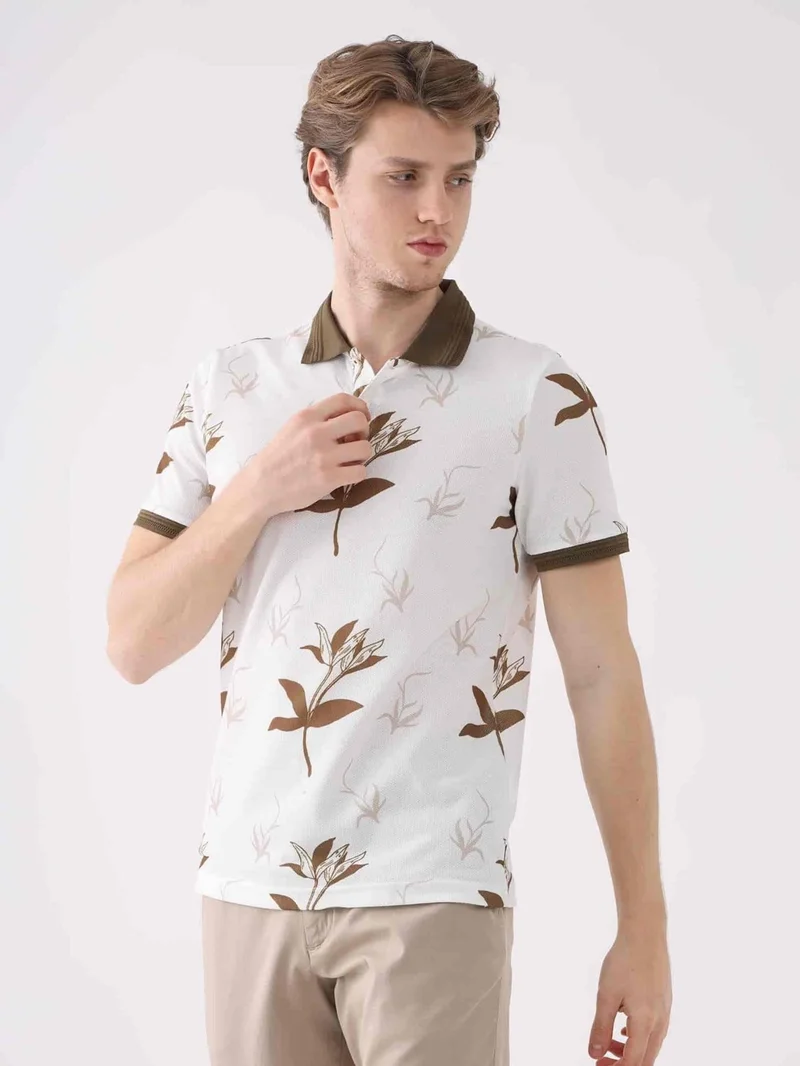 Dufy Brown Men's Slim Fit Polo Neck Tshirt