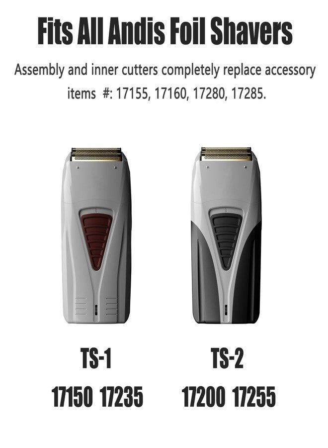 Sacumea Replacement Foil Compatible with andis Foil Shaver TS-1 TS-2 17235 17150 17200, Replacement Head & Blades Compatible with andis TS-1 17235 TS-2 Pro Foil Lithium Titanium Foil Shaver, Gray - 2 Pack - Image 2