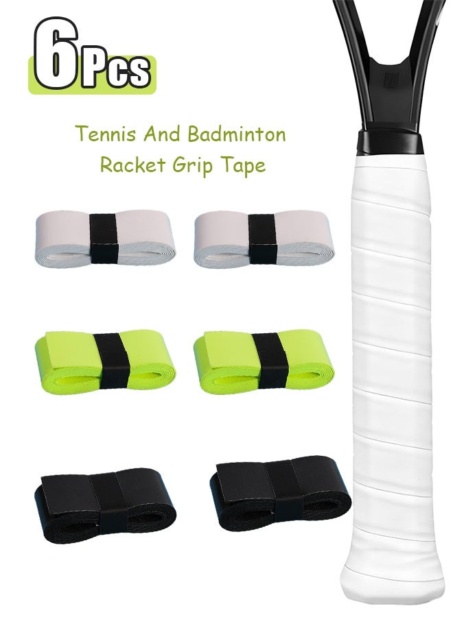 6 PCS Tennis & Badminton Racket Grip Tape, Absorbent Dry Feel Badminton Racket Grip Tape Overgrip Replacement for Squash Baseball Bat Softball Bat (3Colors) - Image 1