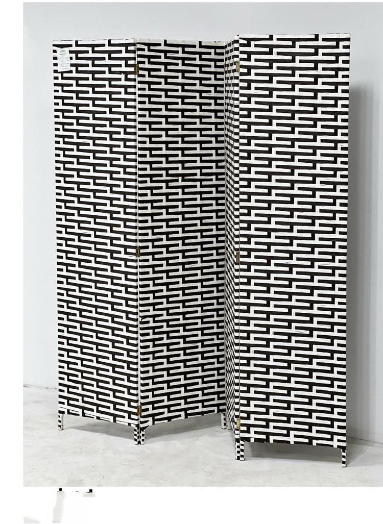 Generic - Room divider/partition, white and black striped - Image 1