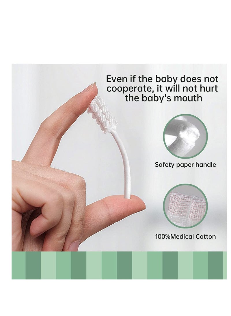 مومو بير مامو بير منظف لسان الاطفال، فرشاة اسنان للاطفال، منظف لثة مطور مع مقبض ورقي للاطفال، فرشاة اسنان ناعمة من الشاش الناعم، عصا تنظيف الفم لحديثي الولادة، العناية بالأسنان للاطفال من عمر 0-36 شهر [120 - Image 5