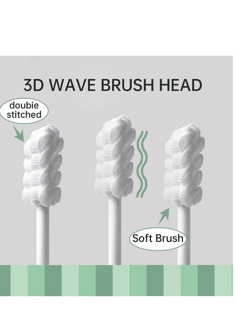 مومو بير مامو بير منظف لسان الاطفال، فرشاة اسنان للاطفال، منظف لثة مطور مع مقبض ورقي للاطفال، فرشاة اسنان ناعمة من الشاش الناعم، عصا تنظيف الفم لحديثي الولادة، العناية بالأسنان للاطفال من عمر 0-36 شهر [120 - Image 2