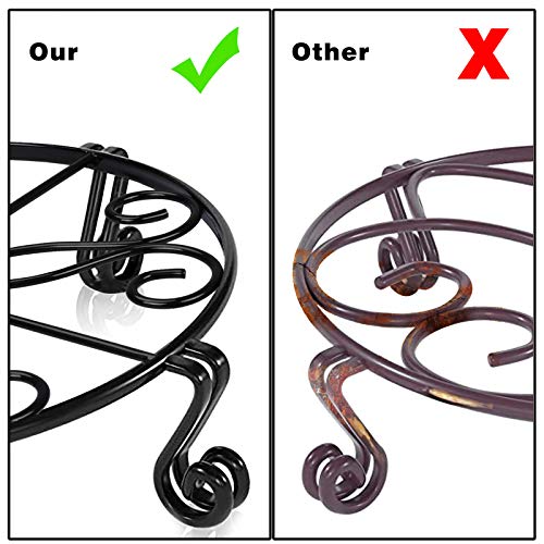 Autopromake Black Plant Stand for Flower Pot Heavy Duty Potted Holder Indoor Outdoor Metal Rustproof Iron Garden Container Round Supports Rack for Planter Bronze, Pumpkin Stand Outdoor - Image 4