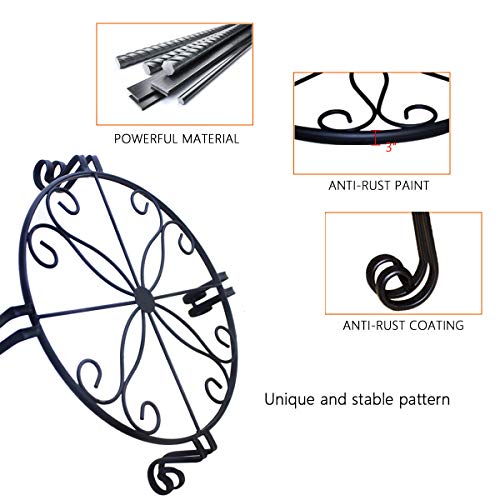 Autopromake Black Plant Stand for Flower Pot Heavy Duty Potted Holder Indoor Outdoor Metal Rustproof Iron Garden Container Round Supports Rack for Planter Bronze, Pumpkin Stand Outdoor - Image 2