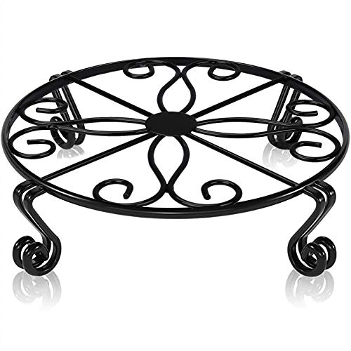 Autopromake Black Plant Stand for Flower Pot Heavy Duty Potted Holder Indoor Outdoor Metal Rustproof Iron Garden Container Round Supports Rack for Planter Bronze, Pumpkin Stand Outdoor - Image 1