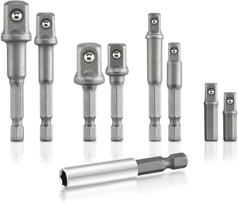 NEIKO 00257 Socket Adapter Extension DrillBit Set Includes 14 38 and 12Inch Drives Made with CrV Steel 9Piece Extension Set Includes a Magnetic Bit Holder - Image 2