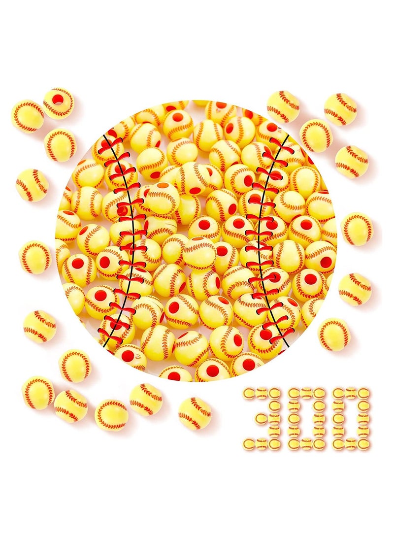 SYOSI SYOSI 300 Pack Acrylic Softball Beads, 12 mm Sports Ball Beads Bracelets for Jewelry Making Crafts DIY Beads - Image 1