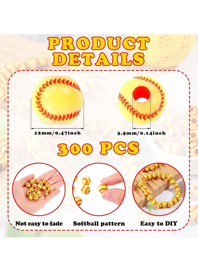 SYOSI SYOSI 300 Pack Acrylic Softball Beads, 12 mm Sports Ball Beads Bracelets for Jewelry Making Crafts DIY Beads - Image 2