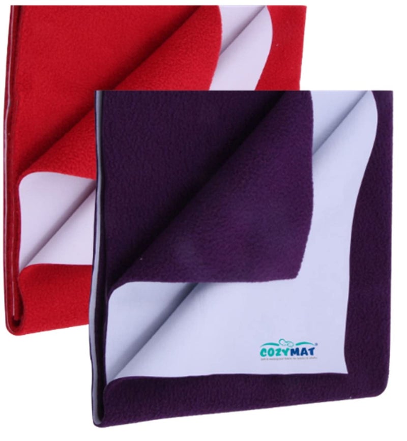 Newnik Cozymat Quick Oeko Tex Approved Dry Sheet/Bed Protector for New Born, Toilet Training Toddler, Old Age & New Moms (Medium (70cm x 100cm), Brick + Plum) - Image 1