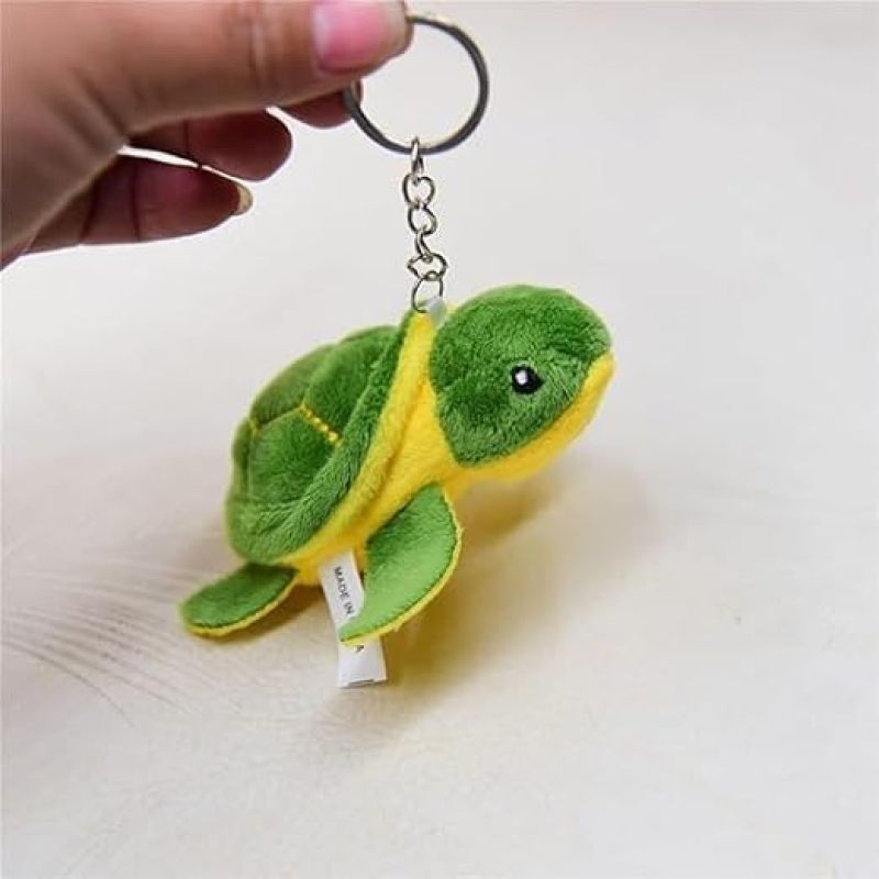 Mini Green Turtle Stuffed Keychain - Adorable Soft Plush Keychain for Kids Beach Party Favors - Image 2