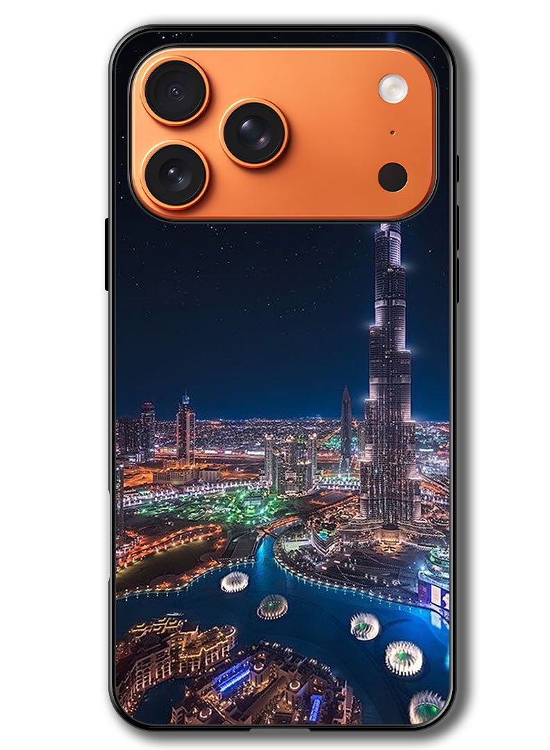 Theodor Case Compatible with Apple iPhone 17 Pro 6.3 Inch Protection Shockproof Bumper Cover Burj Khalifa Night View - Image 1