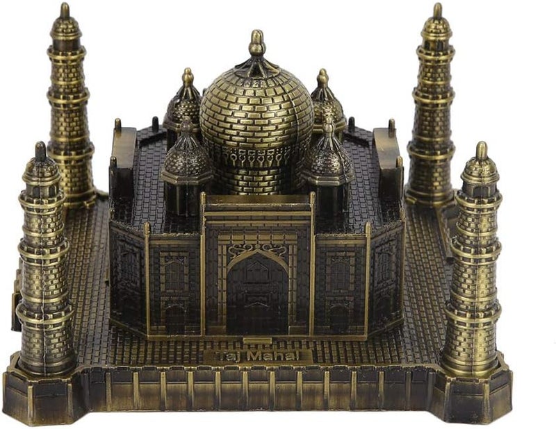 نم��ذج تاج محل الهندي من المعدن، نسخة طبق الأصل من المبنى، ديكور منزلي معلم، تحفة مصغرة من سبيكة برونزية عتيقة مع حرفية رائعة لعرض على مكتب المكتب أو الرف. - Image 1