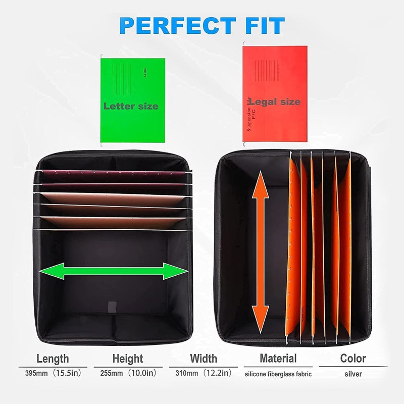 Fireproof Document Storage Box 39.5x31x25.5cm Waterproof With Dual Zippers - 3-Digit Lock Foldable Document Organizer for Home Office, Car Trunk And Personal Storage - Image 4