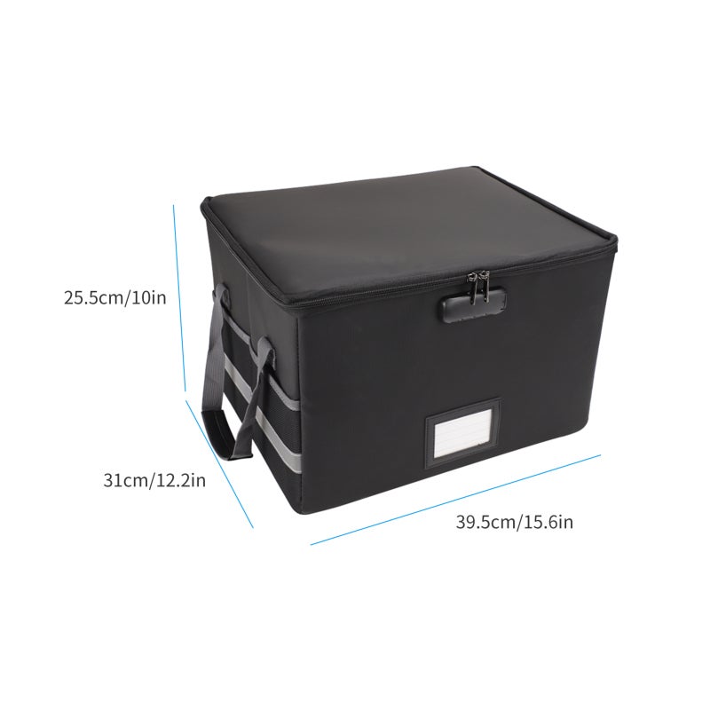 Fireproof Document Storage Box 39.5x31x25.5cm Waterproof With Dual Zippers - 3-Digit Lock Foldable Document Organizer for Home Office, Car Trunk And Personal Storage - Image 2