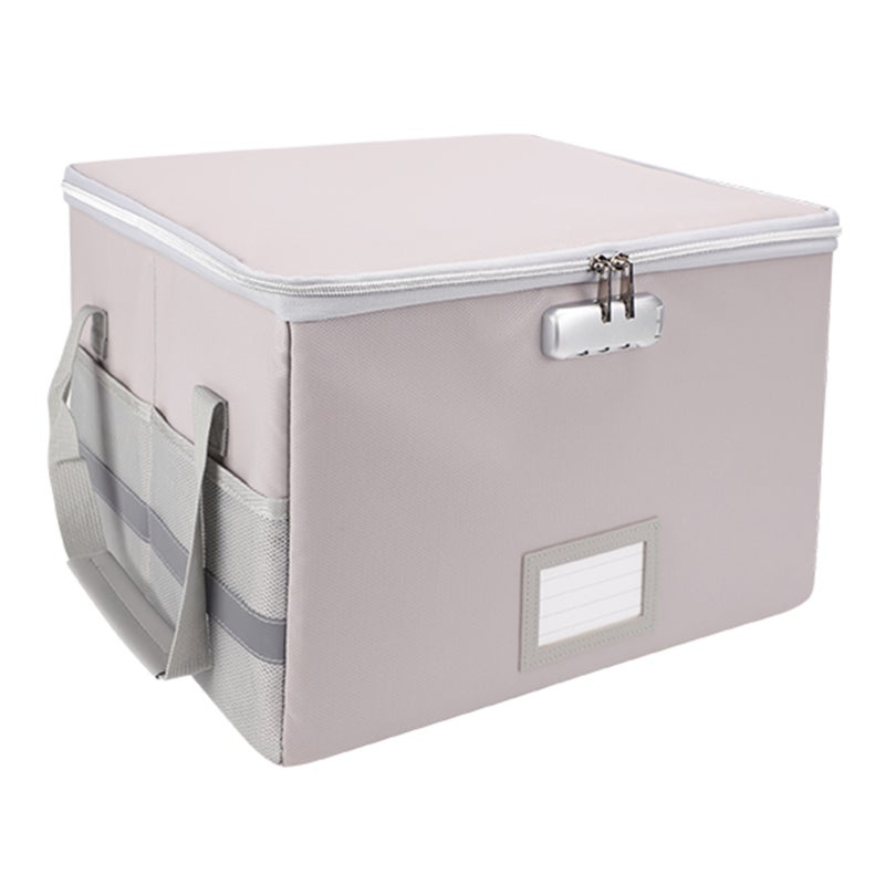 Fireproof Document Storage Box 39.5x31x25.5cm Waterproof With Dual Zippers - 3-Digit Lock Foldable Document Organizer for Home Office, Car Trunk And Personal Storage - Image 1