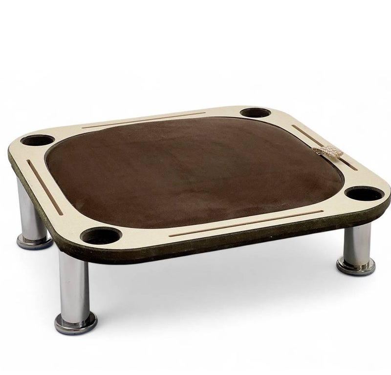 ALBADER 2 in 1 Baloot and Jackaroo Table Small Size Premium Wooden Game Table Multi Color Jackaroo Board with Cards Set Velvet Surface Cup Holders Home Gaming Table Compact Design with Full Accessories - Image 1