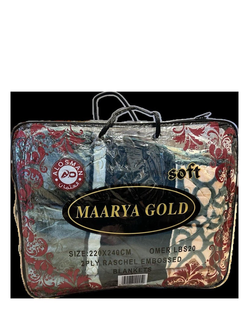 MAARYA GOLD 2 PLY SUPER SOFT EMBOSSED BLANKET - Image 1
