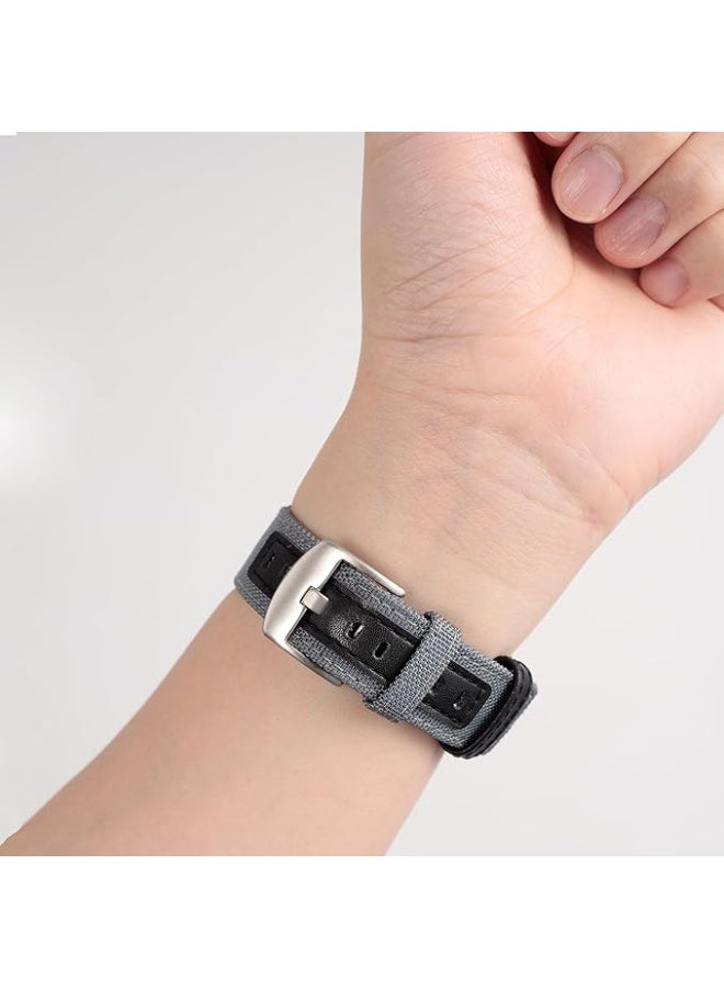 Compatible with Apple Watch 42mm, 44mm, 45mm, and 49mm straps. Durable nylon watch band for men and women. Replacement fabric strap, gray and black. - Image 3